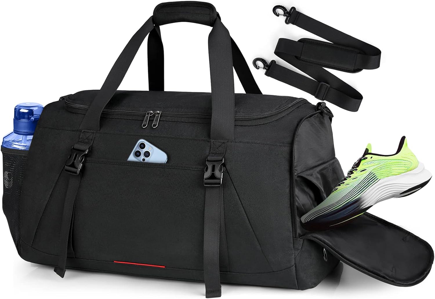 Gym Bag for Men Women 40L Water Resistant Sports Bag Gym Duffle Bag with Wet Pocket Large Travel Duffel Bag Weekender Overnight Bag with Shoe Compartment Black - Image 1